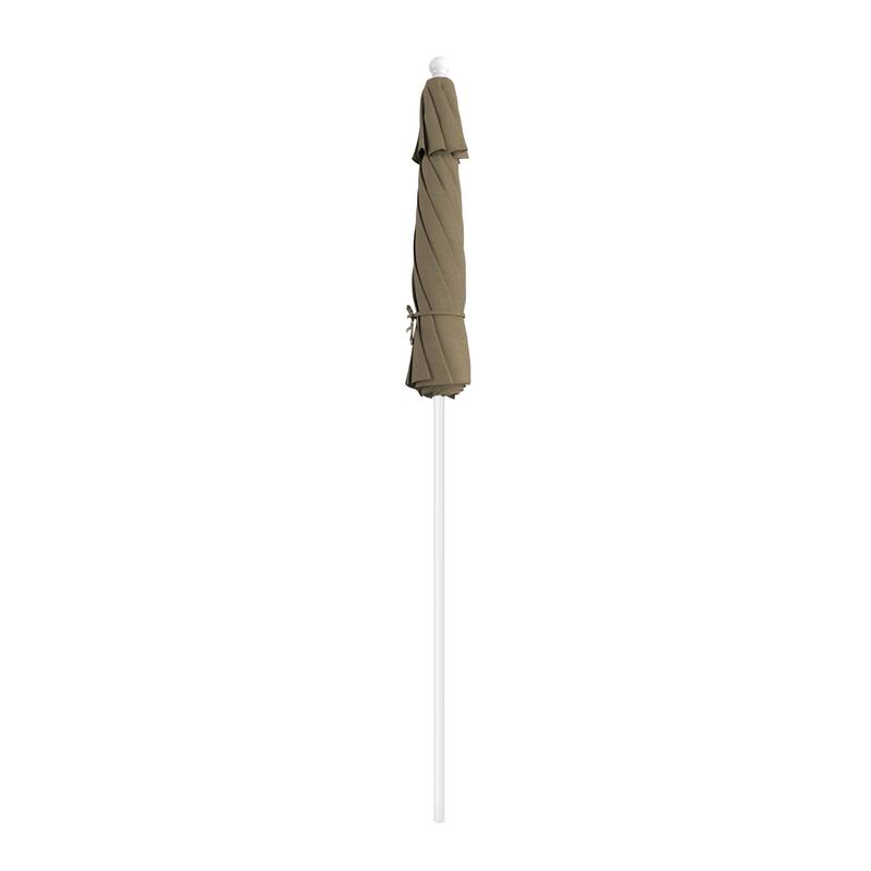 California Umbrella 7.5' Rd.. Aluminum Frame, Fiberglass Rib Market Umbrella, Push Open, White Finish, Olefin Fabric