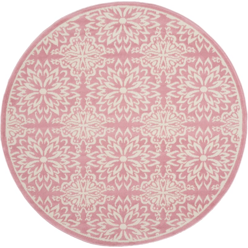 Nourison Jane Floral Medallion Indoor only Area Rug - 5'3" x Round - Ivory/Pink