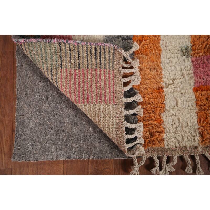 Multi-Color Moroccan Abstract Area Rug Hand-Knotted Wool Carpet - 5'11"x 10'0"