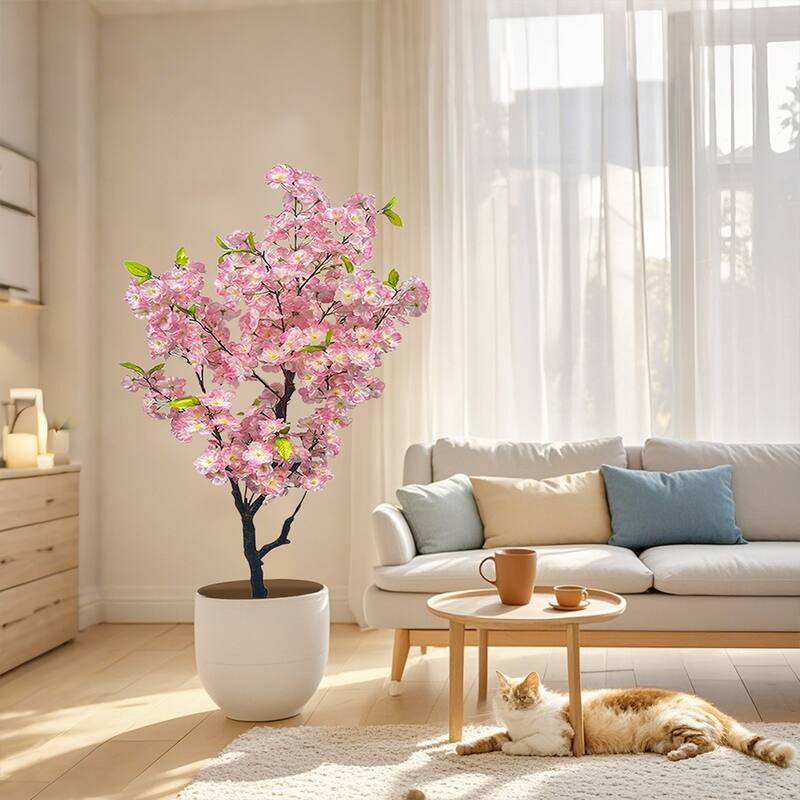 Artificial Cherry Blossom Plants for Home Decor Indoor