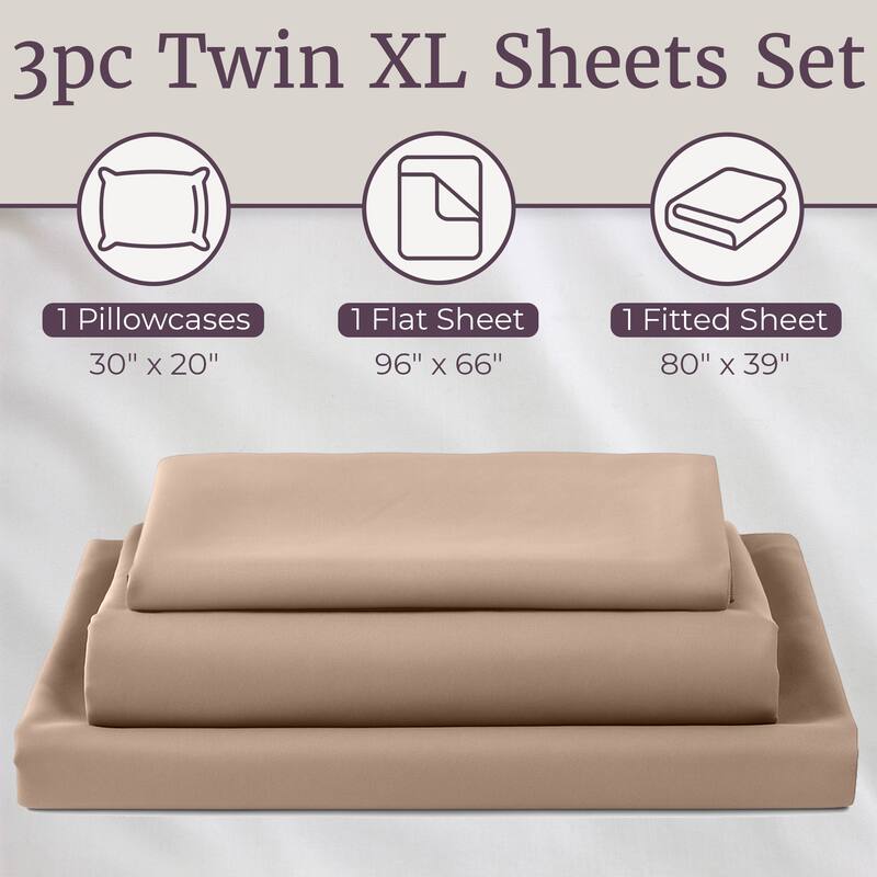 Winsor Home Cotton Blend 1200 Thread Count Taupe Sheet Set (Twin XL)