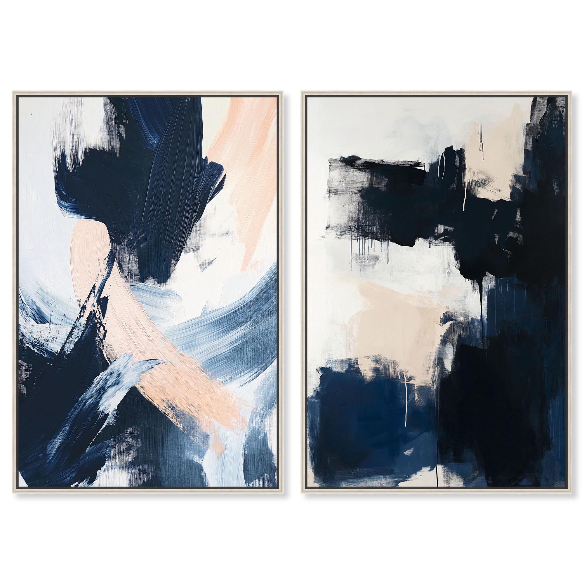 Blue Brush Set Canvas Set of 2 by Art Remedy