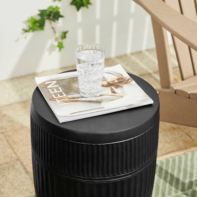 Glitzhome 18"H Modern MGO Faux Drum Garden Stool Accent Table