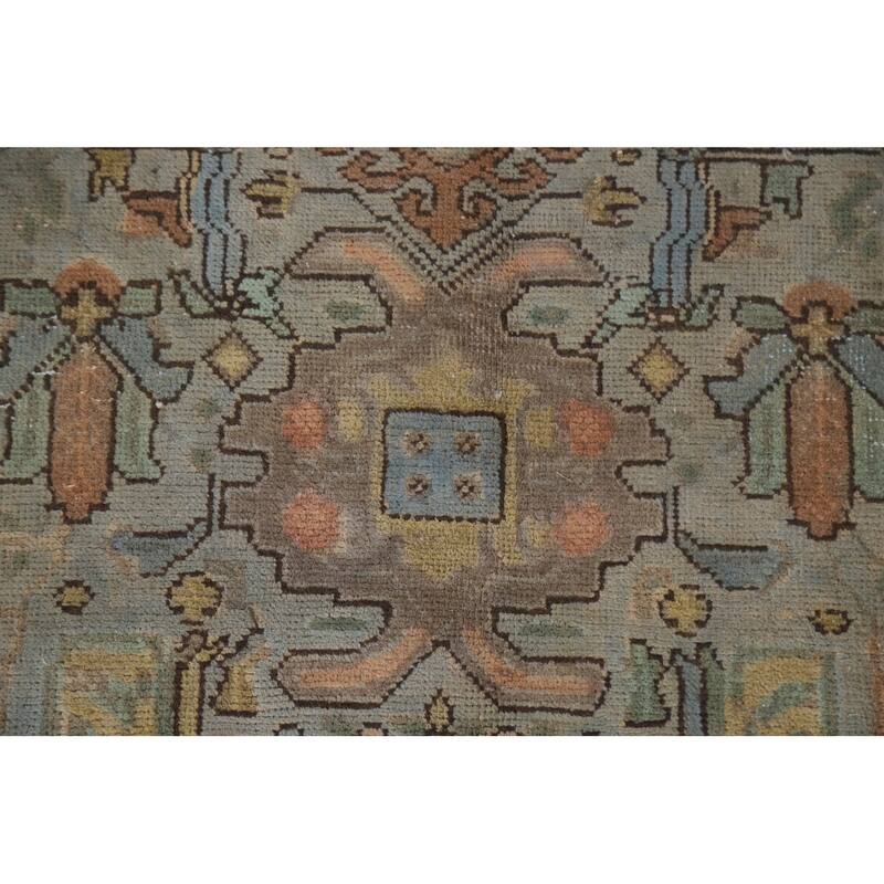 Hand Knotted Oriental 100% Wool Carpet Traditional Medallion Greys & Charcoal Tabriz Area Rug - 9' 8'' X 6' 9''