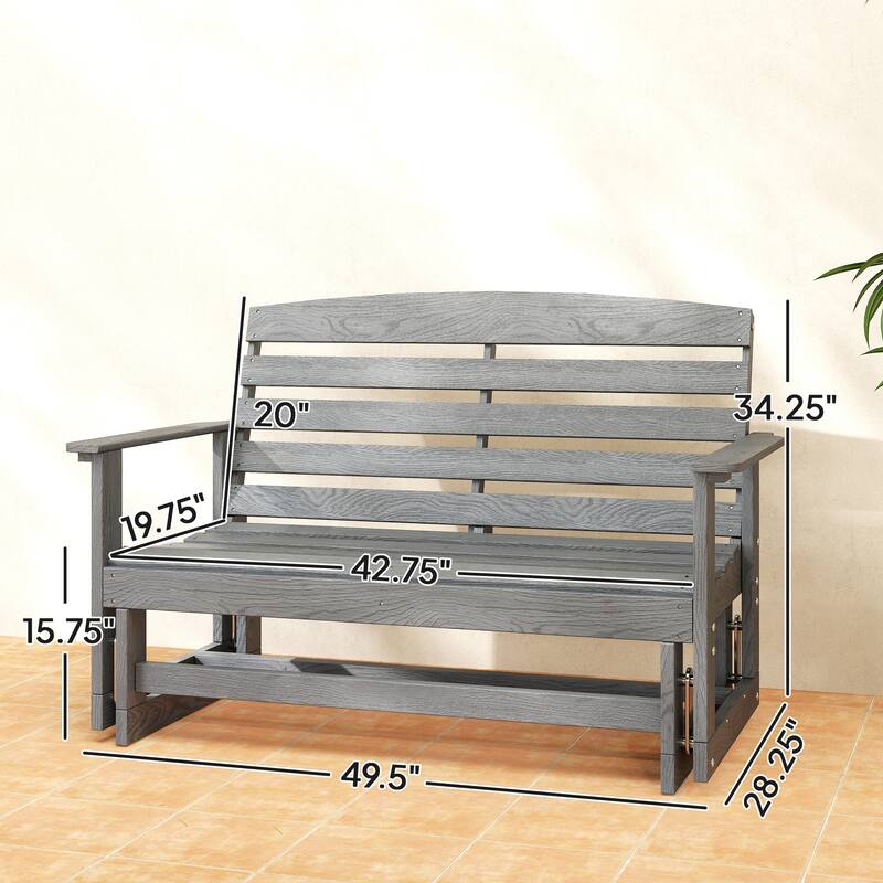 Outsunny 2-Person Outdoor Glider Bench Patio Double Swing Rocking Chair Loveseat w/ Slatted HDPE Frame