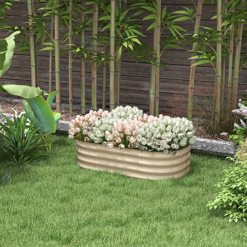 Modular Raised Planter Garden Bed with Self-Draining and Safety Edging