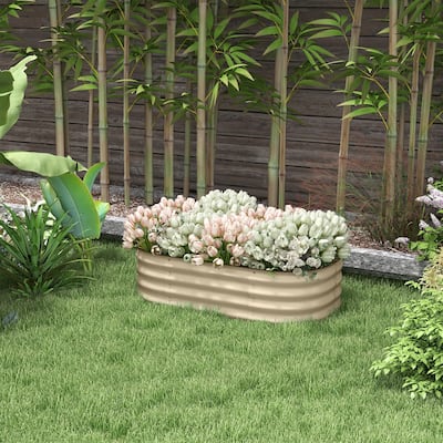 Outsunny 3.4' x 2' x 1' Galvanized Raised Garden Bed Kit, Outdoor Metal Elevated Planter Box with Safety Edging