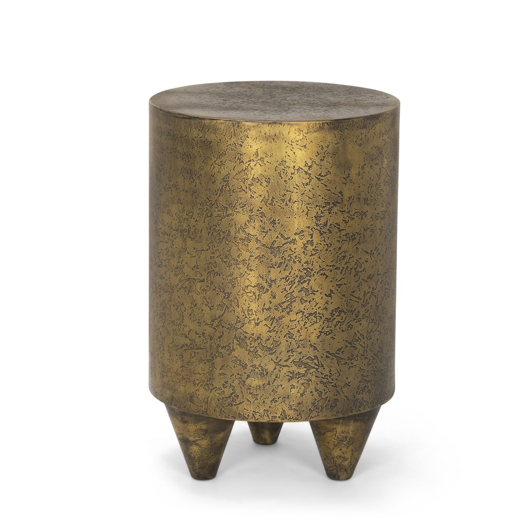 Rosh Textured Gold Metal w/ Acid Wash Accent Table - 12.0L x 12.0W x 18.0H