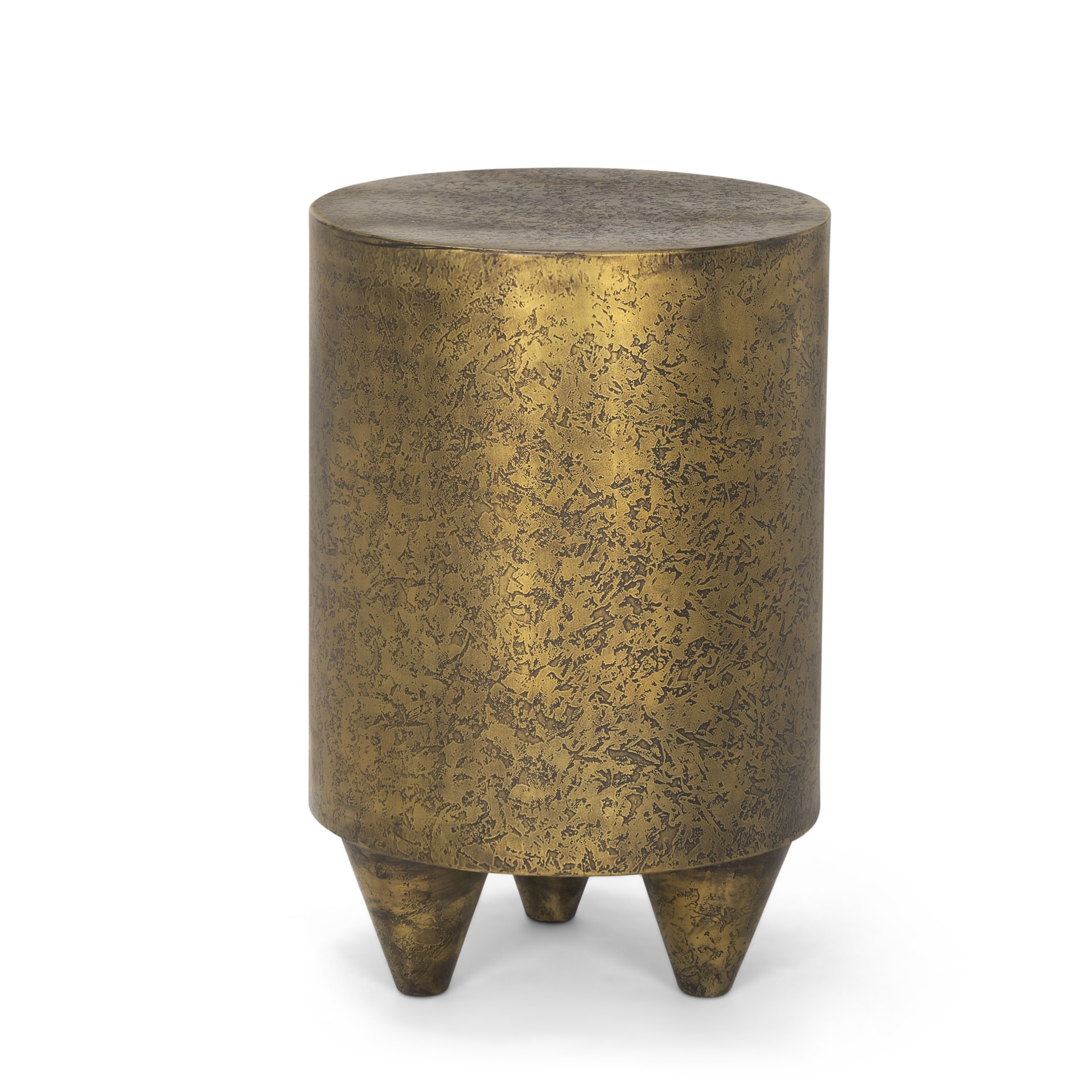 Mercana Rosh Textured Gold Metal w/ Acid Wash Accent Table - 12.0L x 12.0W x 18.0H