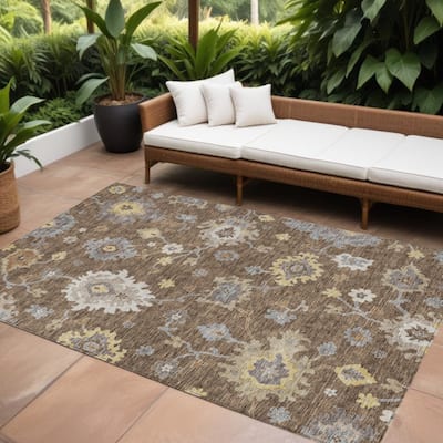 HomeRoots Floral Traditional Rectangle Outdoor Rug