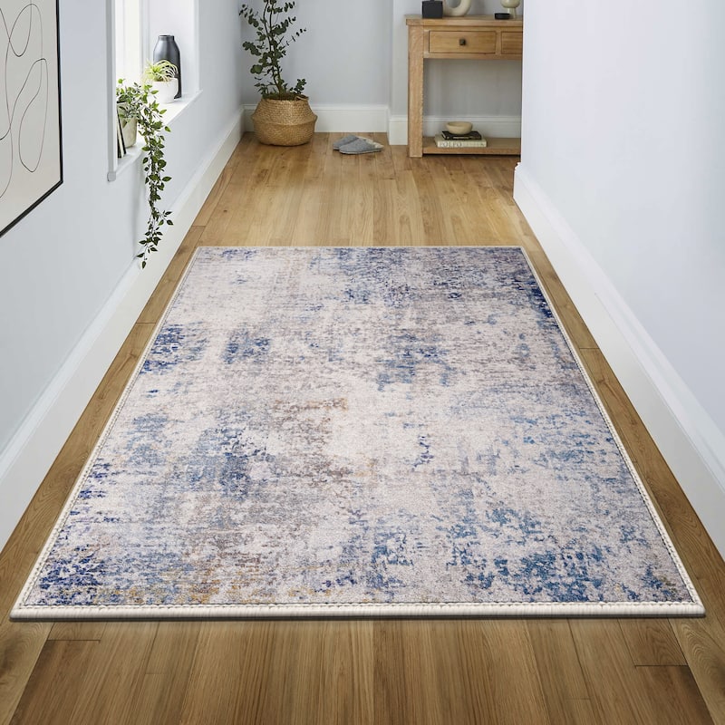 Sorbus Area Rug for Entryway, Machine Washable, Non-Slip, Vintage Rug - 3 x 5 ft - Drift