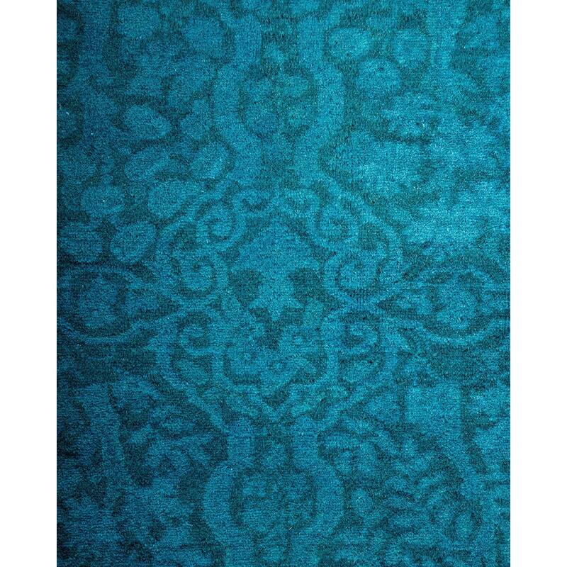 Overton Hand Knotted Wool Vintage Inspired Modern Contemporary Overdyed Blue Runner Rug - 2' 7" x 21' 1"