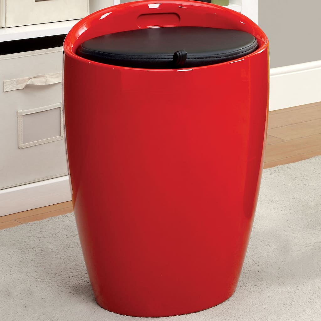 Furniture of America Hala Contemporary Faux Leather Storage Stool