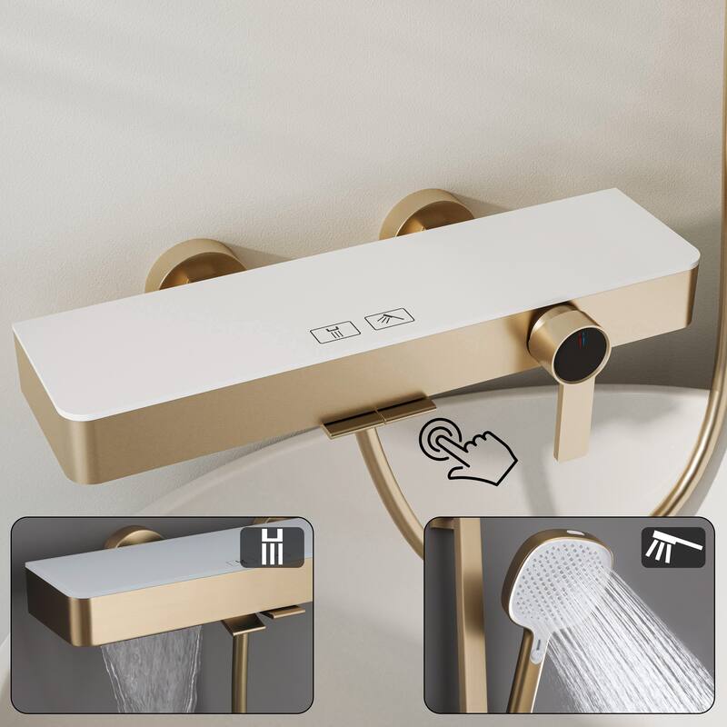 Modland Bathtub Faucet 2-Function Shower System with 3 Modes Handheld Shower,Height Adjustable Shower Slide Bar