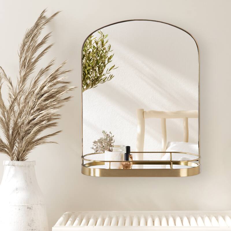 Kate and Laurel Peyson Framed Arch Mirror with Shelf