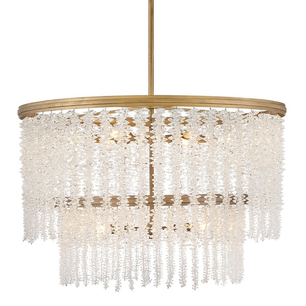 slide 2 of 3, Fredrick Ramond FR41498 Rubina 12 Light 30" Wide Crystal Waterfall Burnished Gold