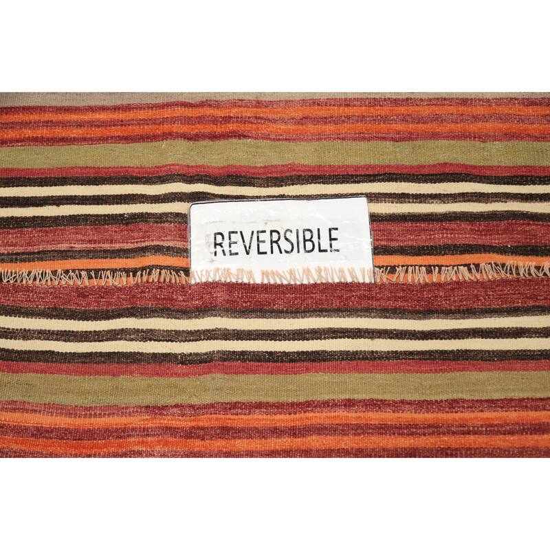 Hand Woven Oriental 100% Wool Carpet Southwestern Geometric Multi-Colored Kilim Area Rug - 10' 3'' X 5' 3''