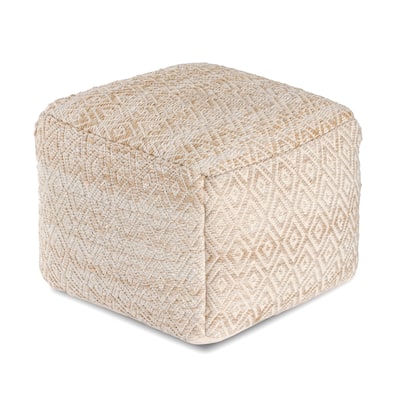 Jani 22-inch Ottoman Pouf - Handcrafted Handmade Round Ottoman for Seating, Footrest, Home Decor for Living Room, Bedroom