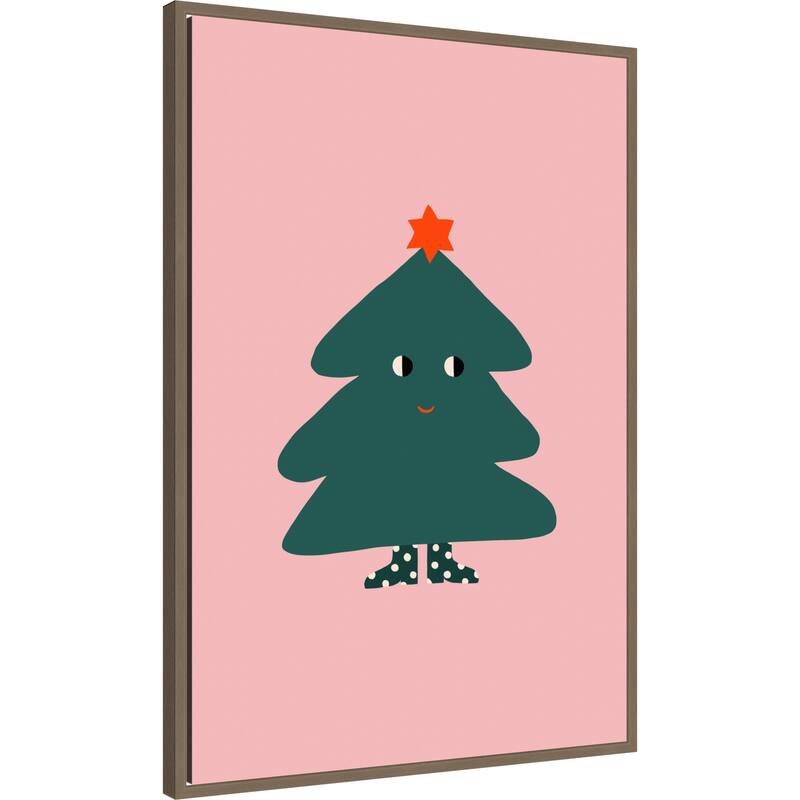 Christmas Tree by Maren Gross (23 x 33 in.), Framed Canvas Wall Art Print - Sylvie Dark Gold