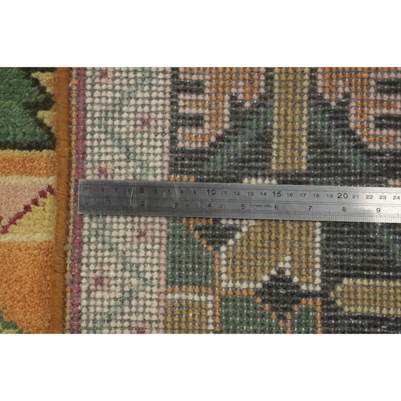 Hand-knotted Traditional Wool Orange Geometric Oriental Area Rug - 12' 0'' X 9' 2''