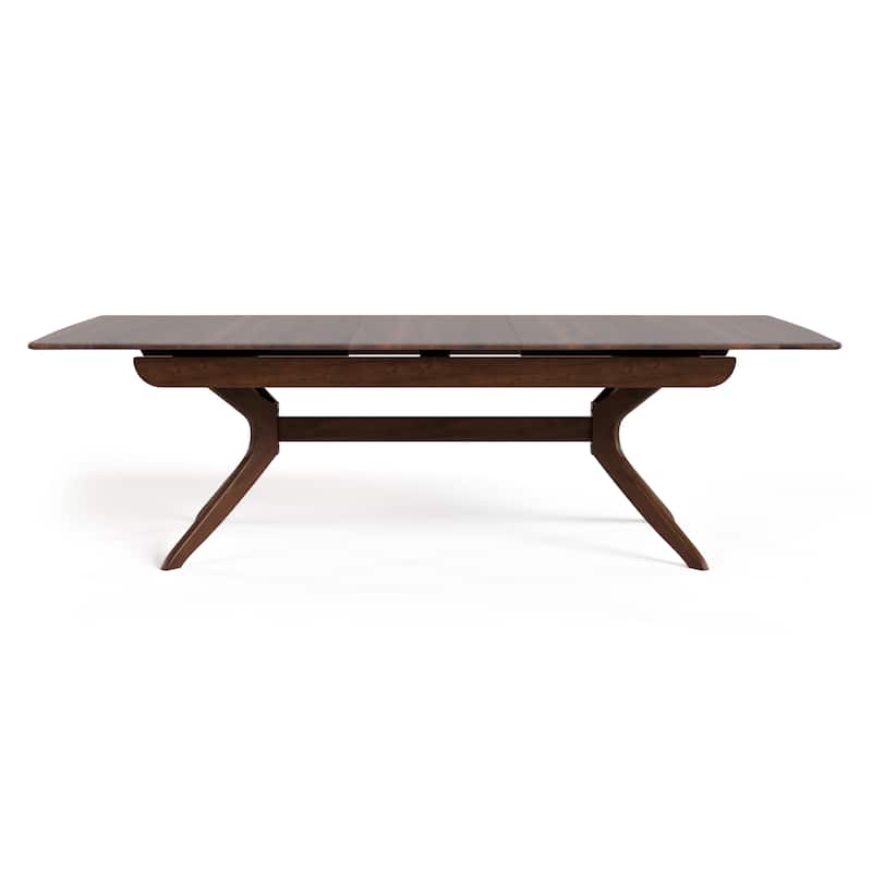Furniture of America Abigail IV Mid-Century Modern Walnut Extendable Self-Storing Dining Table