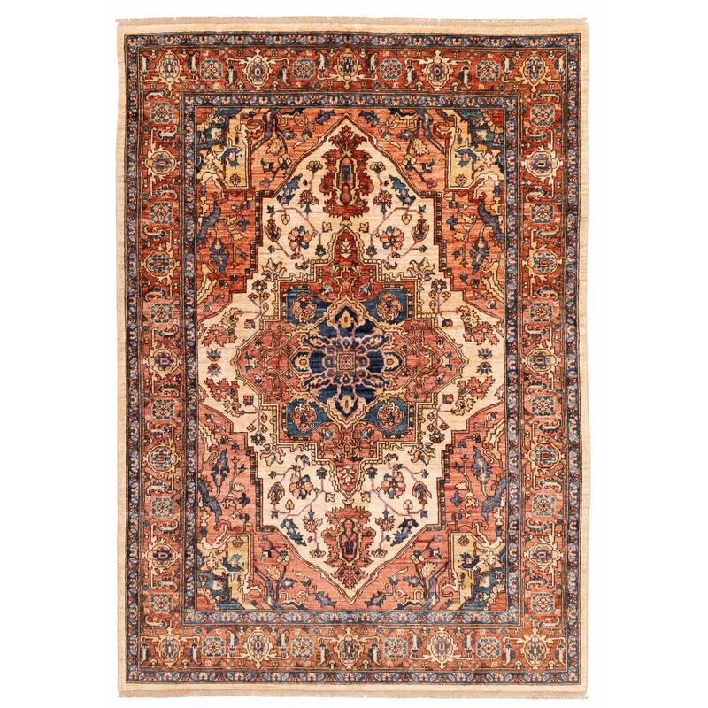 ECARPETGALLERY Hand-knotted Aryana Ivory Wool Rug - 5'7 x 7'10