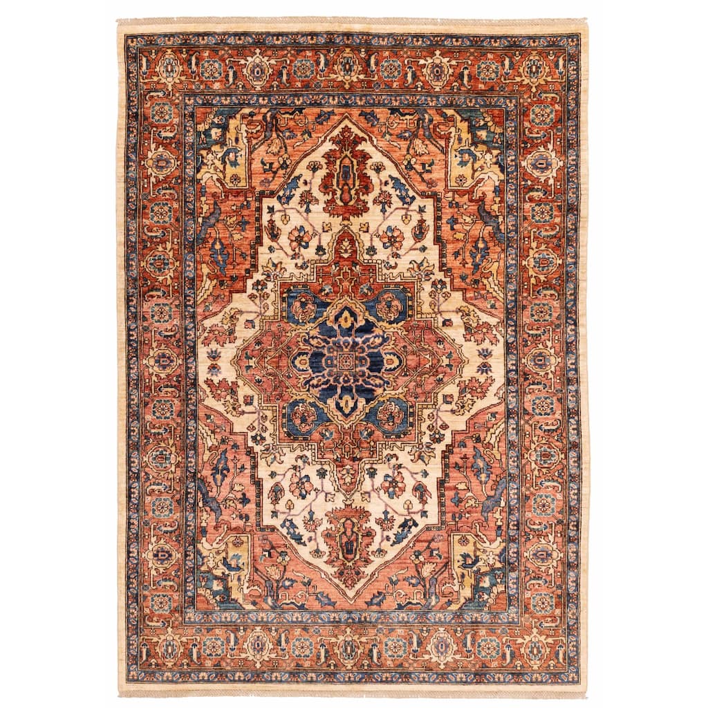 ECARPETGALLERY Hand-knotted Aryana Ivory Wool Rug - 5'7 x 7'10
