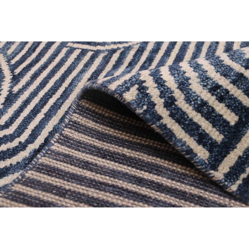 ECARPETGALLERY Hand-knotted Peshawar Ziegler Navy Wool Rug - 4'11 x 6'11