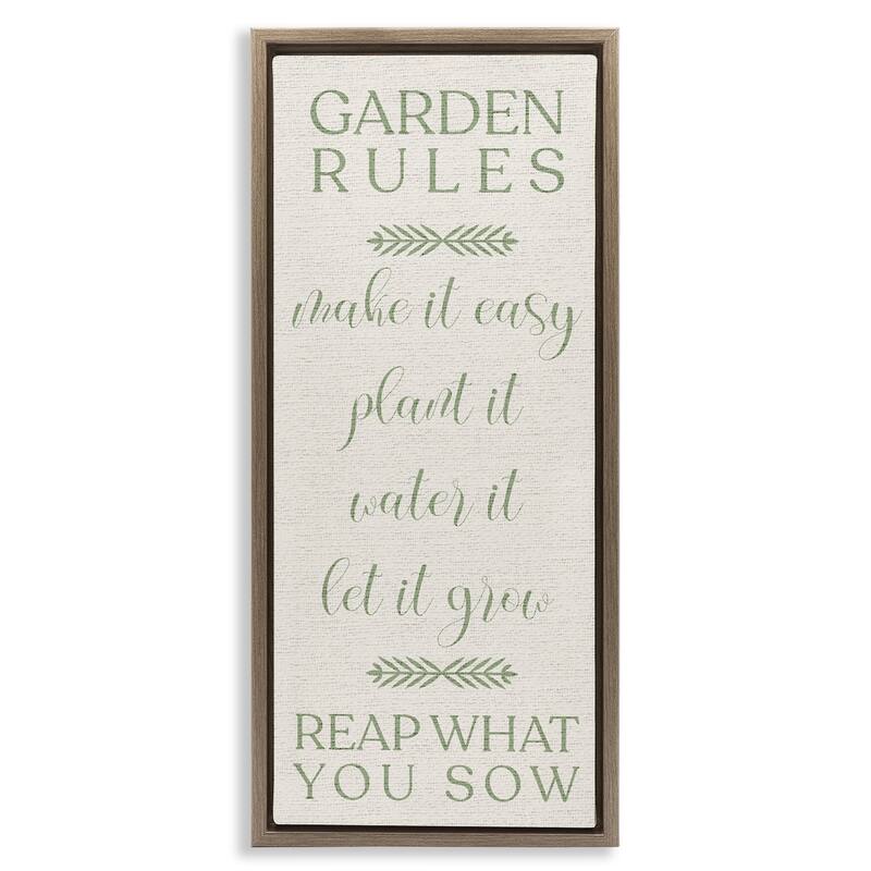 Stupell Country Garden Rules Framed Floater Canvas Wall Art Design By Lil' Rue - 15 x 31 - Brown
