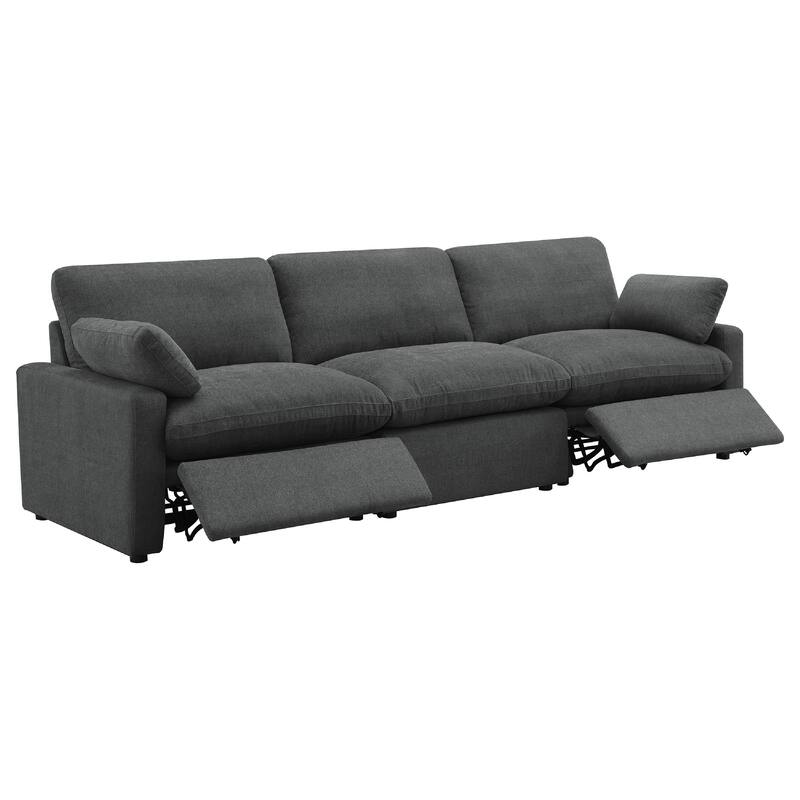 Biny Modular Power Reclining Sofa, 2 Pillows, Dark Gray, 124 Inch