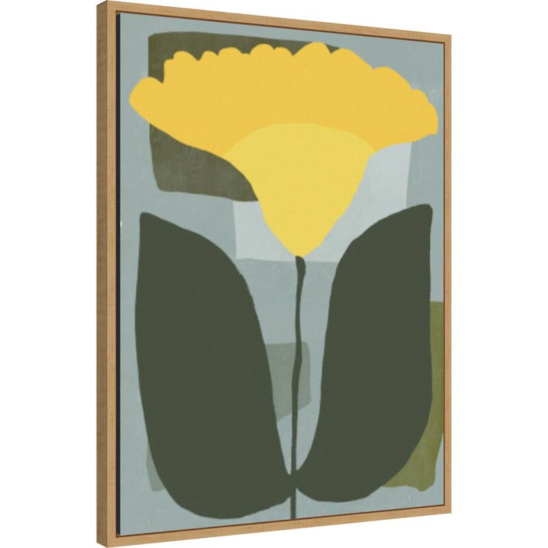 Big yellow bloom by Little Dean Framed Canvas Wall Art Print - Sylvie Maple