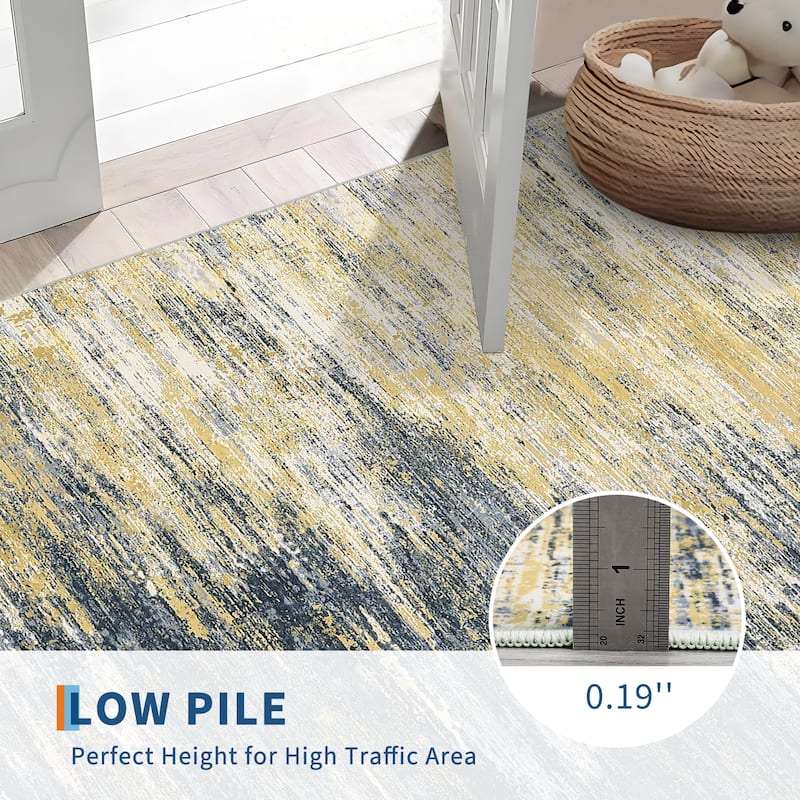 Area Rug Living Room Rugs Modern Abstract Soft Indoor Rug Low Pile Non Slip Accent Carpet