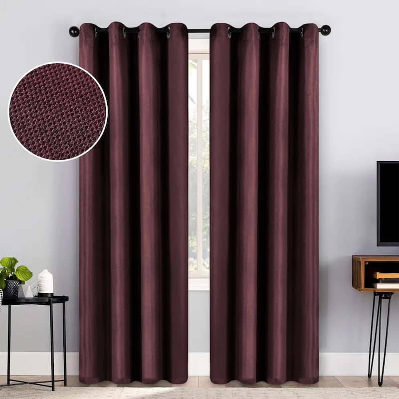 Superior Jaxon Washable Room Darkening Curtains, Set of 2 Panels - 52" x 108" - Mulberry