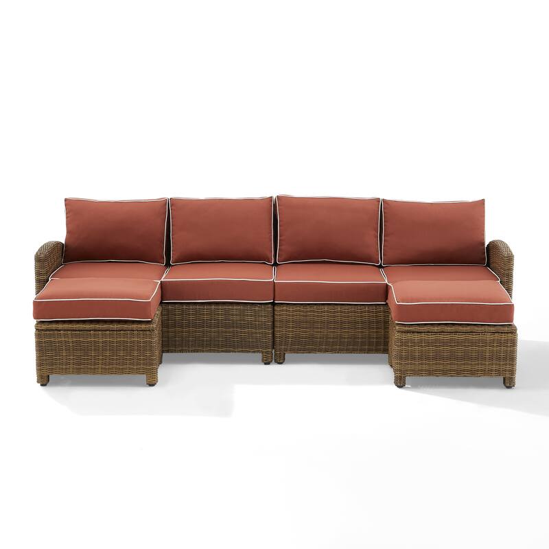Crosley Bradenton 4Pc Outdoor Wicker Sectional Set - 70.5"d x 105.5"w x 32.5"h