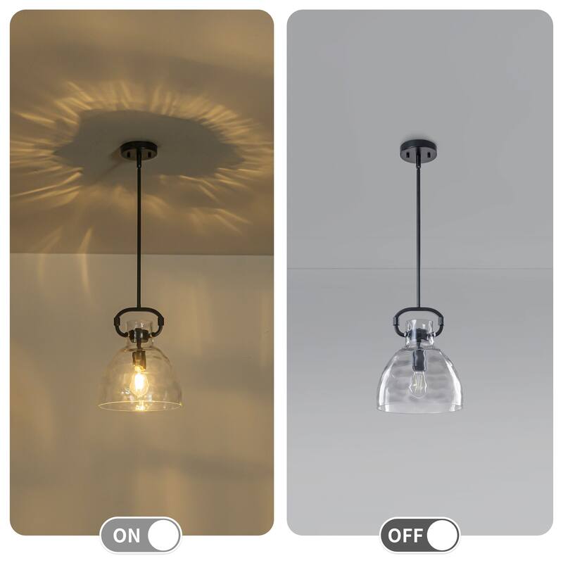 Skystar 1 - Light Single Pendant With Clear Hammered Glass Shade