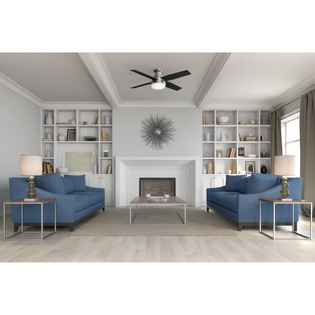 Hunter 52" Dempsey Flush Mount Ceiling Fan w/ LED Light Kit and Handheld Remote