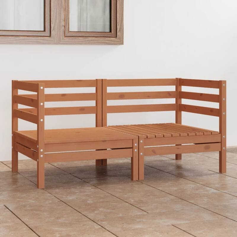 vidaXL Patio Loveseat Outdoor Patio 2-Seater Sofa for Garden Solid Wood Pine - 25" x 25" x 24.6"