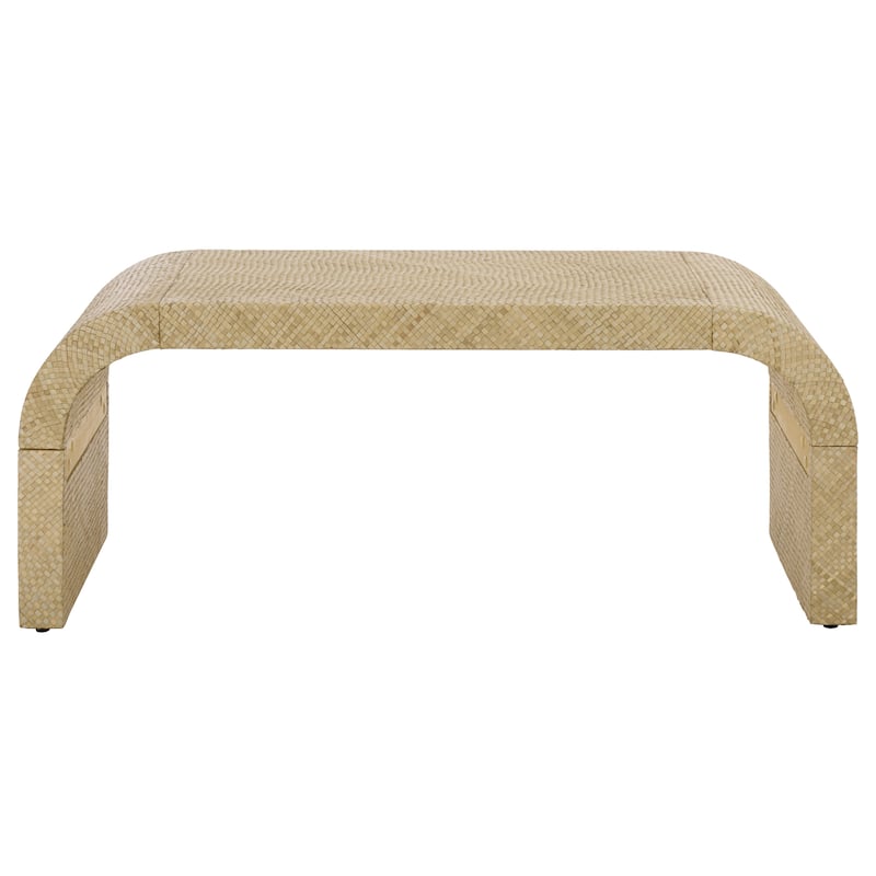 SAFAVIEH Home Pipat Curved Pandan Coffee Table, Fully Assembled - 18"W x 45"D x 18"H - Natural