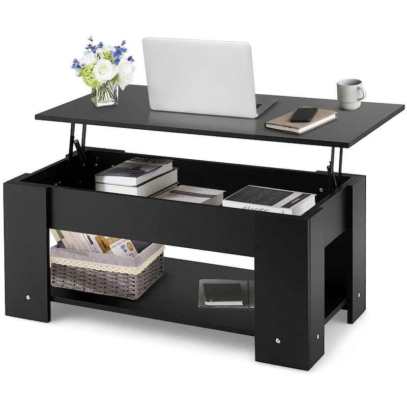 Costway Lift Top Coffee Table Modern Accent Table w/Hidden Storage - See Details - Black