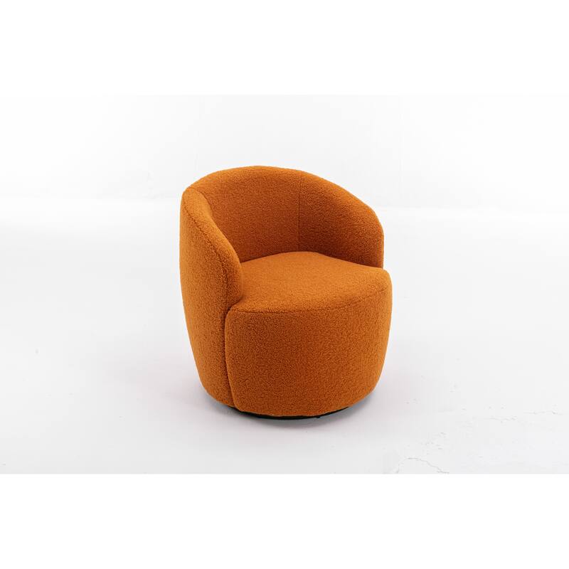Wool Swivel Barrel Chair with 360° Rotation & Metal Base