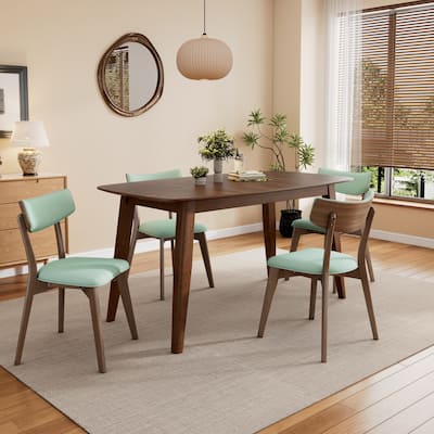 Darien Mid-Century Modern Upholstered Rubberwood Dining Set by Christopher Knight Home
