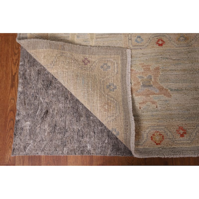 Vegetable Dye Oushak Area Rug Hand-Knotted Grey Wool Carpet - 8'0" x 9'9"