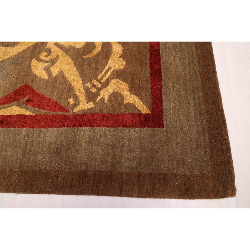 ECARPETGALLERY Hand-knotted Opulence Brown Silk, Wool Rug - 9'1 x 11'11