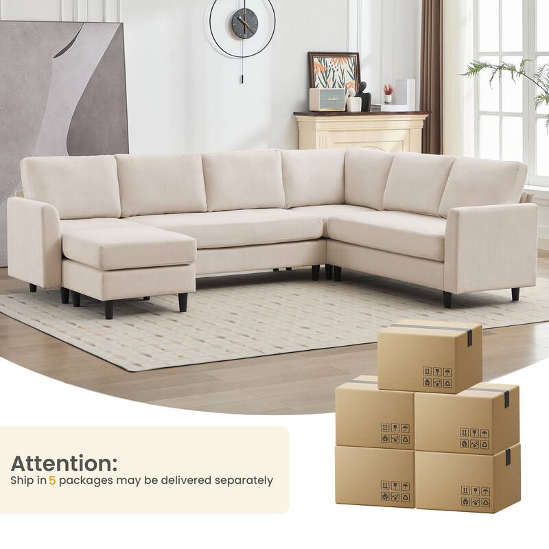 Snow Velvet Sectional Sofa