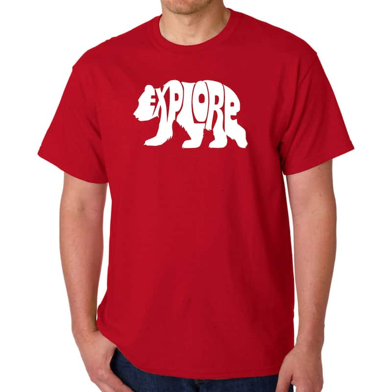 LA Pop Art Men's Word Art T-Shirt - Explore - Red - S