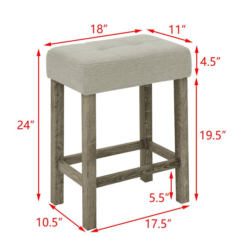 4-Piece Bar Table Set Sofa Side Table Set with Charging Station, Coffee Table Set with Upholstered Seat