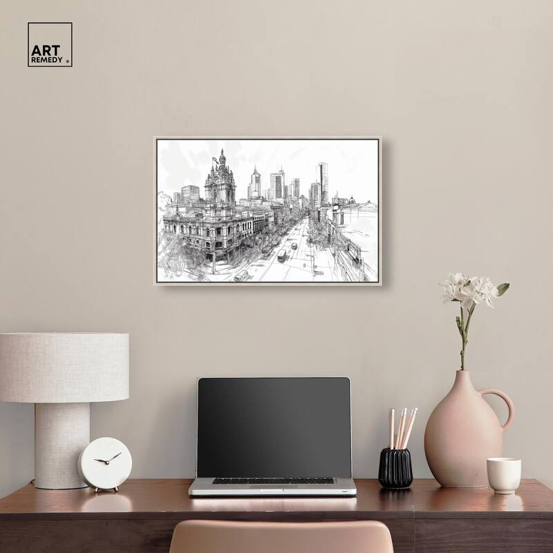 Collins Street Sketch Canvas by Art Remedy