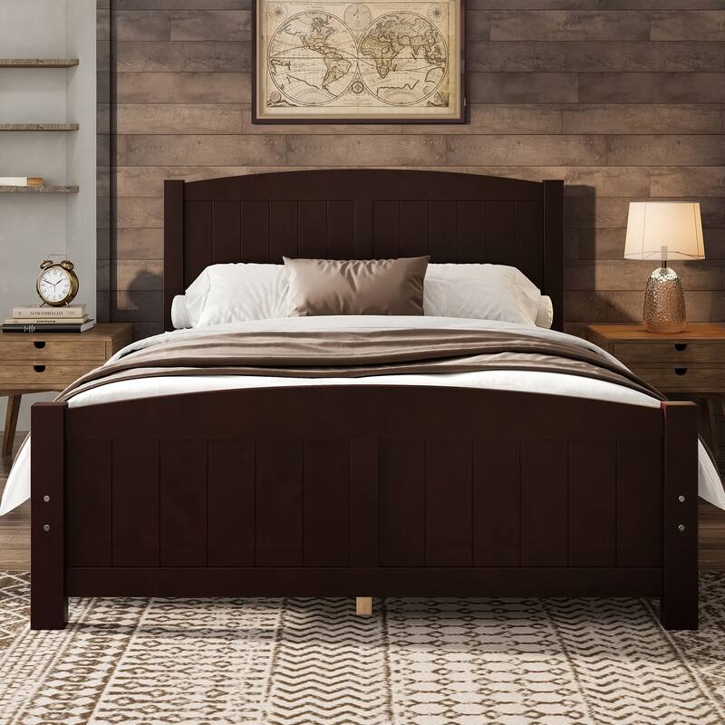 King/Queen/Full Size Platform Bed, Solid Wood Bed Frame with Support Slats, No Box Spring Needed, Sturdy Structure