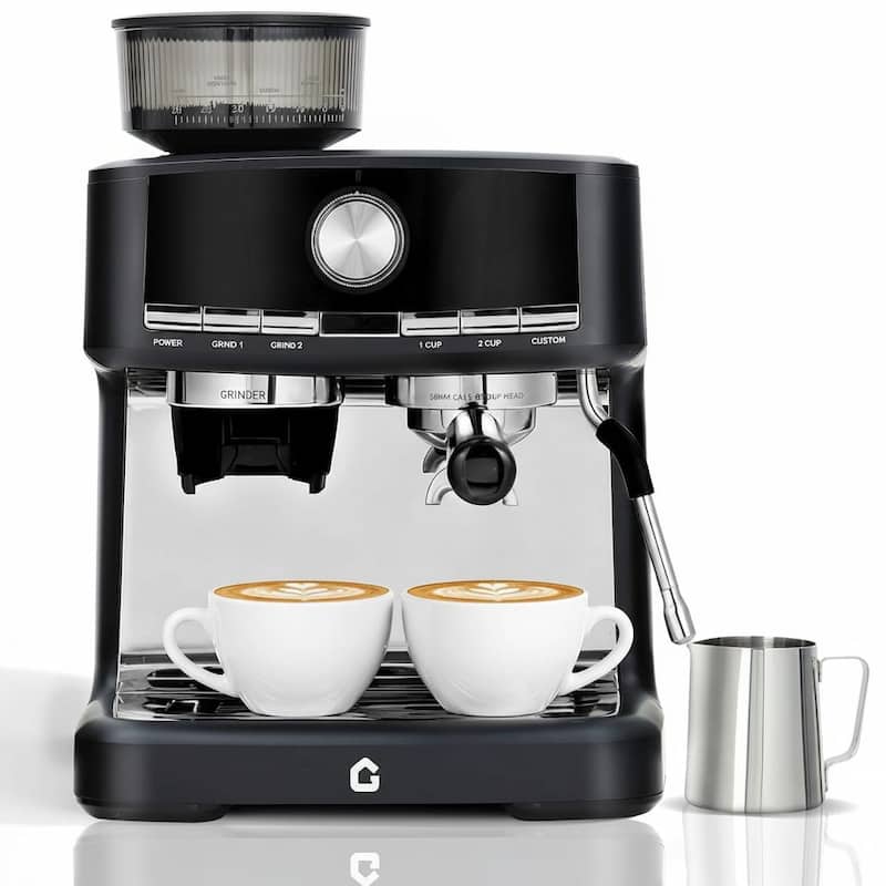 Espresso Machine, with Grinder, 1.5l Removable Water Tank - Black