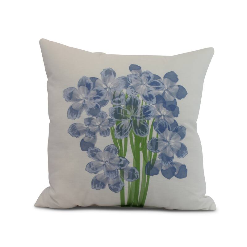 18 x 18 Inch Florpalida Floral Print Outdoor Pillow - Blue